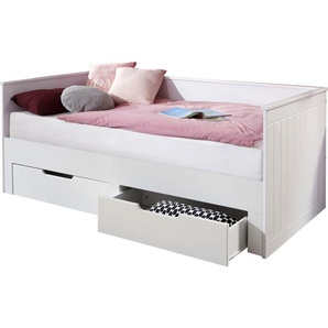 Funktionsbett RELITA Clara Daybetten Gr. Liegefläche B/L: 90 cm x 200 cm Betthöhe: 25 cm, kein Härtegrad, ohne Matratze, weiß (weiß, weiß) Betten mit Bettkasten ausziehbar auf 180 x 200 cm, 2 Schubladen