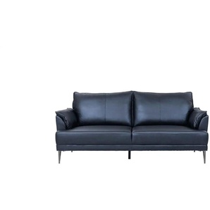 Furnhouse Einzelsofa aus Echtleder Soul - schwarz - Materialmix - 195 cm - 88 cm | Möbel Kraft