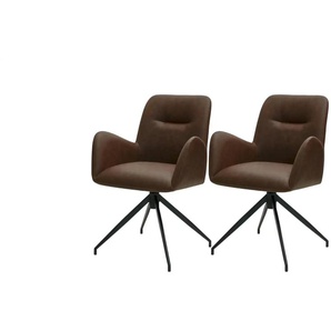 Furnhouse Esszimmerstuhl 2er-Set - braun - Materialmix - 61 cm - 86 cm | Möbel Kraft