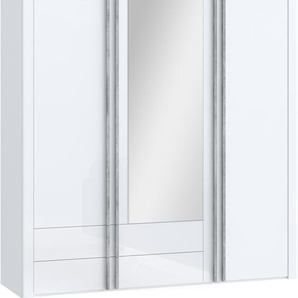 Furniture24 Kleiderschrank Buganvilla Bgvs937-M783 Schrank 201 X 215.6 X 58.4 Cm Mit Spiegel Hochglanz Mdf