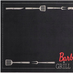 Primaflor-Ideen in Textil Fußmatte BBQ Grillunterlage GRILL PARTY, rechteckig, Höhe: 5 mm, Grillmatte ideal als Bodenschutz, ruschhemmend, waschbar