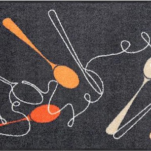 Fußmatte SALONLOEWE Teppiche Gr. B/L: 45 cm x 70 cm, 7 mm, 1 St., grau (grau, apricot) Fußmatten gemustert