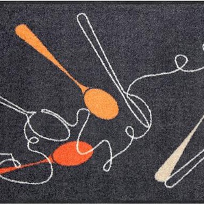 Fußmatte SALONLOEWE Teppiche Gr. B/L: 60 cm x 180 cm, 7 mm, 1 St., grau (grau, apricot) Fußmatten gemustert