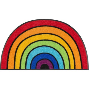 Fußmatte WASH+DRY BY KLEEN-TEX Round Rainbow Teppiche Gr. B/L: 50 cm x 85 cm, 7 mm, 1 St., bunt Funktionsfußmatte Fußmatte Schmutzfangläufer Teppiche Schmutzfangmatte, Motiv Regenbogen, In- und Outdoor geeignet, waschbar