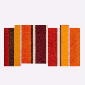 Fußmatte WASH+DRY BY KLEEN-TEX Teppiche Gr. B/L: 110 cm x 175 cm, 7 mm, 1 St., orange (terra, gestreift) Fußmatten gemustert