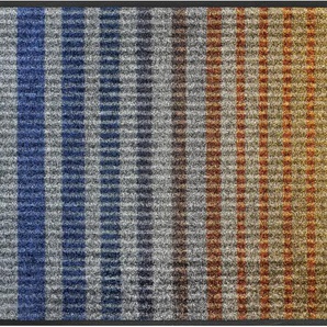Fußmatte WASH+DRY BY KLEEN-TEX Teppiche Gr. B/L: 60 cm x 180 cm, 7 mm, 1 St., blau (blau, braun) Fußmatten gemustert