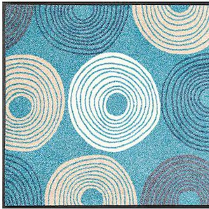 Fußmatte WASH+DRY BY KLEEN-TEX Teppiche Gr. B/L: 60 cm x 180 cm, 7 mm, 1 St., blau (blau, ecru) Fußmatten gemustert
