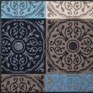Fußmatte WASH+DRY BY KLEEN-TEX Teppiche Gr. B/L: 75 cm x 190 cm, 7 mm, 1 St., blau (blau, braun) Fußmatten gemustert