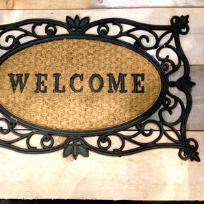 Fußmatte Welcome, Matte für den Hauseingang -Türmatte im Landhausstil Gummimatte