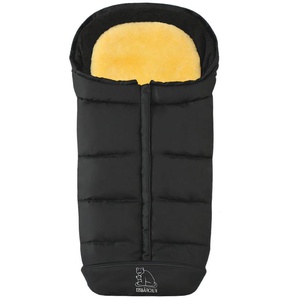 Fußsack HEITMANN FELLE Eisbärchen - Komfort 2 in 1 Winterfußsack Fußsäcke schwarz Kinder Zubehör für Kinderwagen mit Lammfell-Einlage, und Buggy, waschbar
