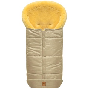 Fußsack HEITMANN FELLE Eisbärchen - Premium Winterfußsack Fußsäcke beige Kinder Zubehör für Kinderwagen mit echtem Lammfell, & Buggy, 6 Gurtschlitze, waschbar