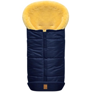 Fußsack HEITMANN FELLE Eisbärchen - Premium Winterfußsack Fußsäcke blau (marine) Kinder Zubehör für Kinderwagen mit echtem Lammfell, & Buggy, 6 Gurtschlitze, waschbar