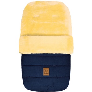 Fußsack HEITMANN FELLE Eisbärchen - Winterfußsack Fußsäcke blau (marine) Kinder Zubehör für Kinderwagen mit echtem Lammfell, Kinderwagen, Buggy, 5 Gurtschlitze, waschbar