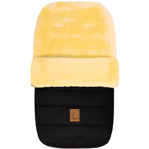 Fußsack HEITMANN FELLE Eisbärchen - Winterfußsack Fußsäcke schwarz Kinder Zubehör für Kinderwagen mit echtem Lammfell, Kinderwagen, Buggy, 5 Gurtschlitze, waschbar