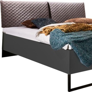 Futonbett FRESH TO GO Alicante Betten Gr. Liegefläche B/L: 180 cm x 200 cm Betthöhe: 36 cm, kein Härtegrad, grau (graphit, graphit, graphit) Futonbetten Mit Metallkufe und samtartigen Kopfteilpolster