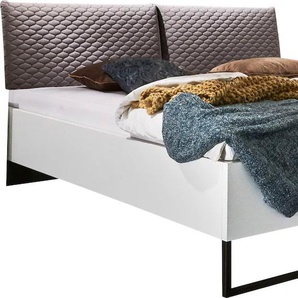 Futonbett FRESH TO GO Alicante Betten Gr. Liegefläche B/L: 180 cm x 200 cm Betthöhe: 36 cm, kein Härtegrad, weiß (weiß, polster samtartig mit rautensteppung graphit, weiß, metallkufe schwarz) Futonbetten Mit Metallkufe und samtartigen Kopfteilpolster