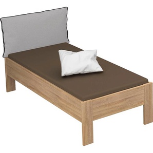 Futonbett RAUCH Aditio Betten Gr. Liegefläche B/L: 90 cm x 200 cm Betthöhe: 50 cm, kein Härtegrad, ohne Matratze, braun (struktureichefarben hell) Bett Bettgestell Futonbett Polsterbetten Bettgestelle Betten Kopfteil Webstoff mit abgesetztem Keder