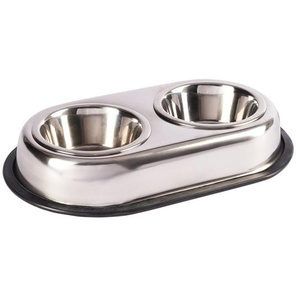 Futternapf Wassernapf Futterstation Doppelnapf mit 2 Edelstahlnäpfen a 350 ml
