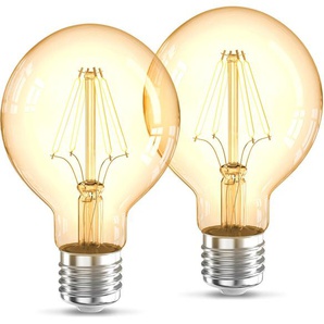 G (A bis G) LED-Leuchtmittel B.K.LICHT BK_LM1400 LED Leuchtmittel 2er Set E27 G80 braun (amber) Leuchtmittel 2.200 K Edison Vintage Glühbirne Filament