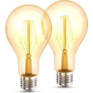 G (A bis G) LED-Leuchtmittel B.K.LICHT BK_LM1404 LED Leuchtmittel 2er Set E27 A75 braun (amber) Leuchtmittel 2.200 K Edison Vintage Glühbirne Filament