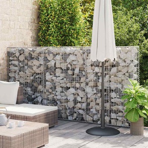Gabionenwand mit Abdeckung Verzinkter Stahl 100×20×150 cm