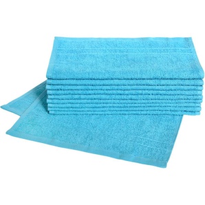 Gästehandtuch DYCKHOFF Kristall Handtücher (Packung) Gr. B/L: 30 cm x 50 cm (10 St.), blau (türkis) Gästehandtücher mit Bordüren
