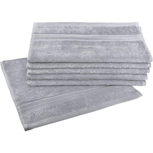 Gästehandtuch DYCKHOFF Siena Handtücher (Packung) Gr. B/L: 30 cm x 50 cm (6 St.), silberfarben (silber) Gästehandtücher mit Bordüre