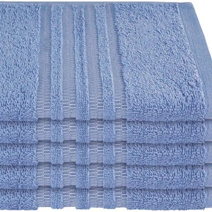 Gästehandtuch SCHIESSER Milano im 5er Set Handtücher (Packung) Gr. B/L: 30 cm x 50 cm (5 St.), blau (hellblau) Gästehandtücher MADE IN GREEN by OEKO-TEX-zertifiziert