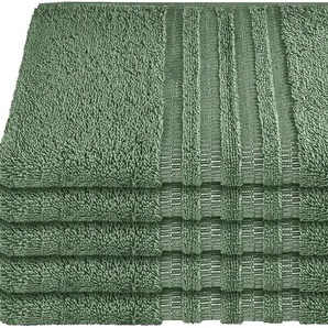 Gästehandtuch SCHIESSER Milano im 5er Set Handtücher (Packung) Gr. B/L: 30 cm x 50 cm (5 St.), grün (dunkelgrün) Gästehandtücher MADE IN GREEN by OEKO-TEX-zertifiziert
