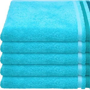 Gästehandtuch SCHIESSER Skyline Color im 5er Set Handtücher (Packung) Gr. B/L: 30 cm x 50 cm (5 St.), blau (türkis) Gästehandtücher MADE IN GREEN by OEKO-TEX-zertifiziert