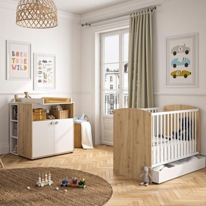 Galipette Babymöbel-Set Arthur, (5-tlg., mit Bett und Bettschublade, Wickelkommode, Wickelaufsatz und Regal)