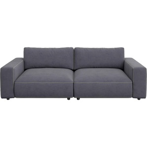 Big-Sofa GALLERY M BRANDED BY MUSTERRING LUCIA Sofas Gr. B/H/T: 252 cm x 81 cm x 124 cm, Microfaser CRONA, Kontrastnaht-Wabenstichoptik, grau (stone crona) XXL Sofas in vielen Qualitäten und 4 unterschiedlichen Nähten, 2,5-Sitzer