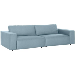 Big-Sofa GALLERY M BRANDED BY MUSTERRING LUCIA Sofas Gr. B/H/T: 292 cm x 81 cm x 124 cm, Flachgewebe FLORIS, Kontrastnaht-Zweinadelnaht, blau (light blue floris) XXL Sofas in vielen Qualitäten und 4 unterschiedlichen Nähten, 3-Sitzer