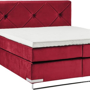 Boxspringbett GALLERY M BRANDED BY MUSTERRING Dubai Komplettbetten Gr. Microfaser TYPA Bonnellfederkern-Unterpolsterung, Liegefläche B/L: 160 cm x 200 cm Betthöhe: 61 cm, Gewicht bis: 100 kg + 100 kg H3 + H3, Bonnell-Federkernmatratze, rot (d 521 rot)