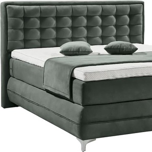 Boxspringbett GALLERY M BRANDED BY MUSTERRING Dubai Komplettbetten Gr. Microfaser TYPA Bonnellfederkern-Unterpolsterung, Liegefläche B/L: 160 cm x 200 cm Betthöhe: 61 cm, Gewicht bis: 75 kg + 100 kg H3 + H2, Bonnell-Federkernmatratze, schwarz (d 520