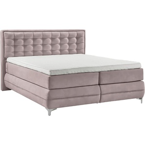 Boxspringbett GALLERY M BRANDED BY MUSTERRING Dubai Komplettbetten Gr. Microfaser TYPA Bonnellfederkern-Unterpolsterung, Liegefläche B/L: 180 cm x 200 cm Betthöhe: 61 cm, Gewicht bis: 75 kg + 75 kg H2 + H2, Bonnell-Federkernmatratze, lila (d 531 flieder)