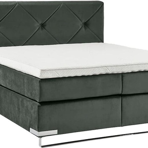 Boxspringbett GALLERY M BRANDED BY MUSTERRING Dubai Komplettbetten Gr. Microfaser TYPA Bonnellfederkern-Unterpolsterung, Liegefläche B/L: 180 cm x 200 cm Betthöhe: 61 cm, H4 + H3, Bonnell-Federkernmatratze, schwarz (d 040 anthrazit) Boxspringbetten ohne