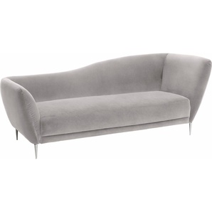 Recamiere GALLERY M BRANDED BY MUSTERRING Vittoria Sofas Gr. B/H/T: 222 cm x 70 cm x 97 cm, Microfaser CRONA, hohe Lehne rechts, silberfarben (silver crona) Longchair Longchairs Sofas in fünf Bezugsqualitäten