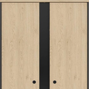 Kleiderschrank GAMI Duplex Schränke Gr. B/H/T: 105 cm x 200 cm x 61 cm, 2 St., schwarz (kastanie natur, schwarz) Baby Drehtürenschrank Kinderschrank Kleiderschrank Kinderschränke Schränke