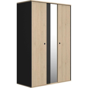 Kleiderschrank GAMI Duplex Schränke Gr. B/H/T: 130 cm x 200 cm x 61 cm, 2 St., schwarz (kastanie natur, schwarz) Baby Drehtürenschrank Kinderschrank Kleiderschrank Kinderschränke Schränke mit Spiegel