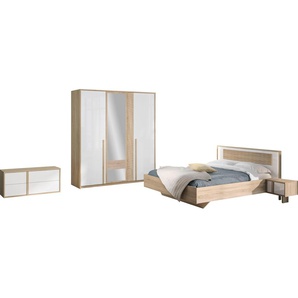Schlafzimmer-Set GAMI Curtys Schlafzimmermöbel-Sets Gr. B/H: 160 cm x 200 cm, weiß (eiche sonoma, weiß) Komplett Schlafzimmer