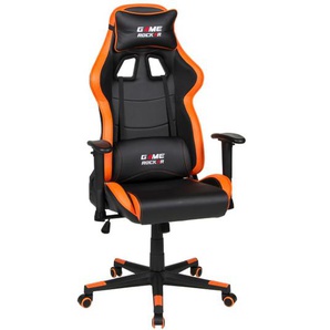 Gaming Stuhl G-10, Kunstleder schwarz, Nylonstoff orange