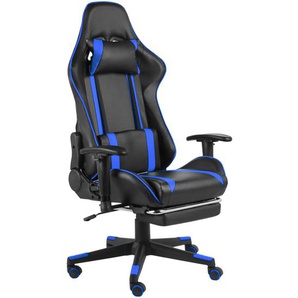 vidaXL Gaming-Stuhl mit Fußstütze Drehbar Blau PVC