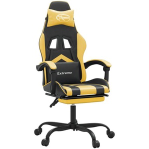 vidaXL Gaming-Stuhl mit Fußstütze Drehbar Schwarz & Golden Kunstleder