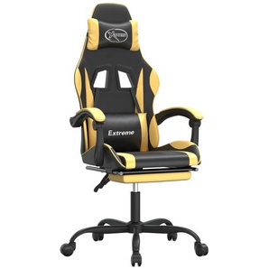 vidaXL Gaming-Stuhl mit Fußstütze Drehbar Schwarz & Golden Kunstleder