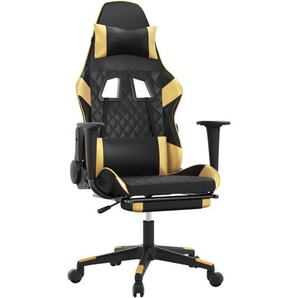 Gaming-Stuhl mit Fußstütze Schwarz und Golden Kunstleder vidaXL