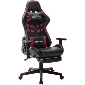 vidaXL Gaming-Stuhl mit Fußstütze Schwarz und Weinrot Kunstleder