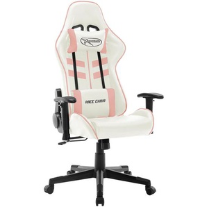 vidaXL Gaming-Stuhl Weiß und Rosa Kunstleder