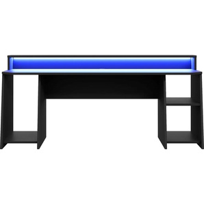Gaming-Tisch FORTE Tezaur Tische Gr. B/H/T: 200 cm x 91,1 cm x 54,3 cm, schwarz Gamingtische Schreibtisch mit RGB-Beleuchtung und Halterungen, Breite 200 cm