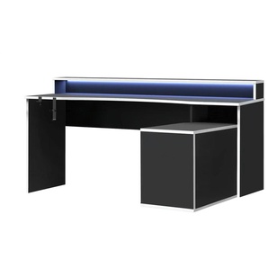 Gamingtisch - schwarz - Materialmix - 200 cm - 91,1 cm - cm 125,4 | Möbel Kraft